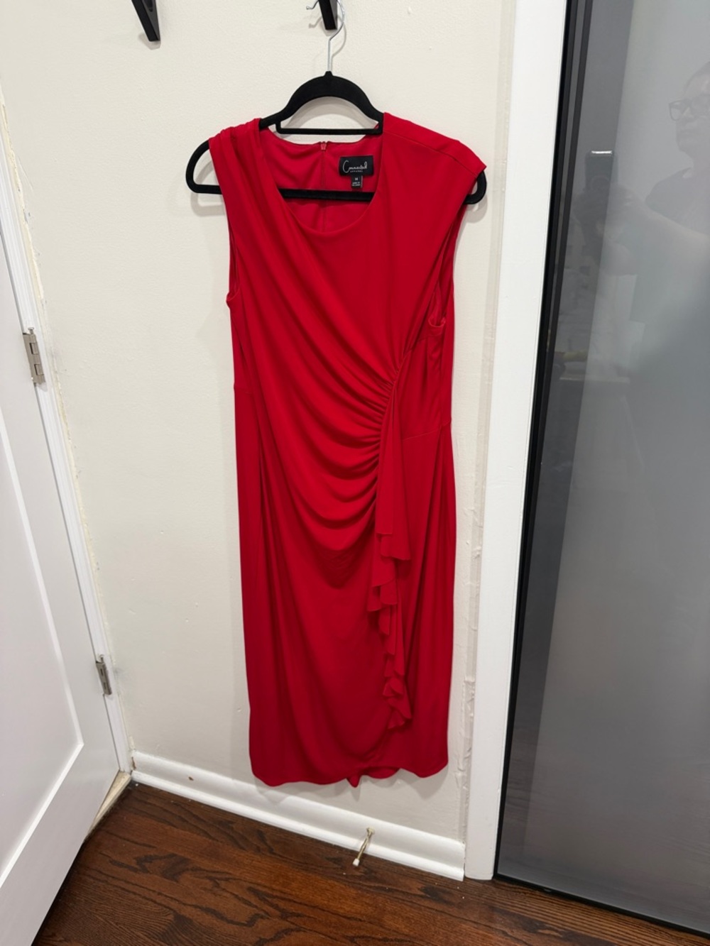 EUC Connected Apparel Red Ruffle Detail Asymmetric Dress - Picture 2 of 6